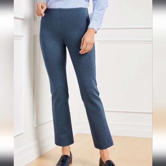NWT Talbots Montauk Pants, High Waist, Flare Ankle Length Blue Size 14 - Picture 1 of 9